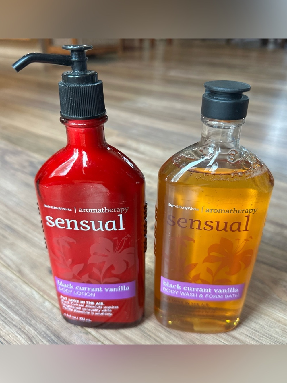 Bath Body Works Sensual Aromatherapy Black Currant Vanilla Lotion AND Body Wash